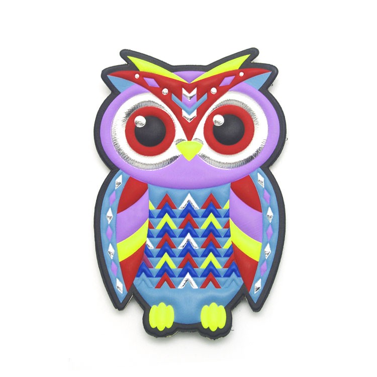 東莞廠家定做批發(fā)卡通魔術貼徽章布貼服裝輔料定制個性貓頭鷹補丁貼