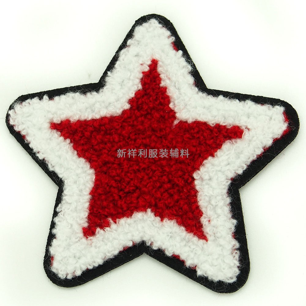 廠家直銷毛巾繡布貼時尚背膠熨燙卡通布貼五角星毛巾繡標(biāo)批發(fā)